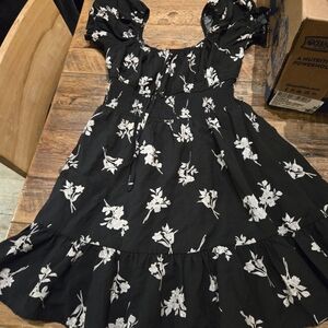 Floral Black and White Dress